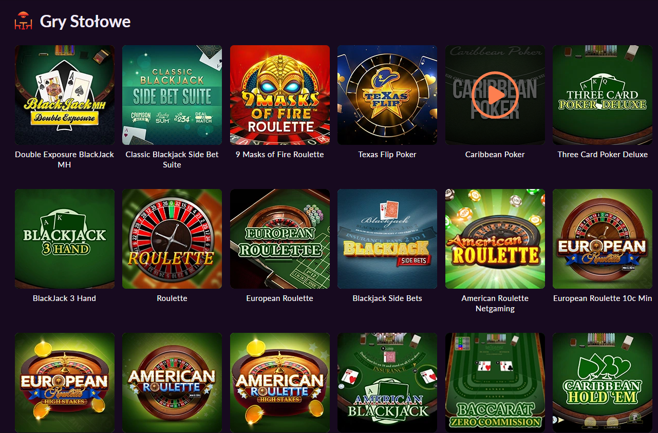 Gry stołowe – ruletka, blackjack, poker